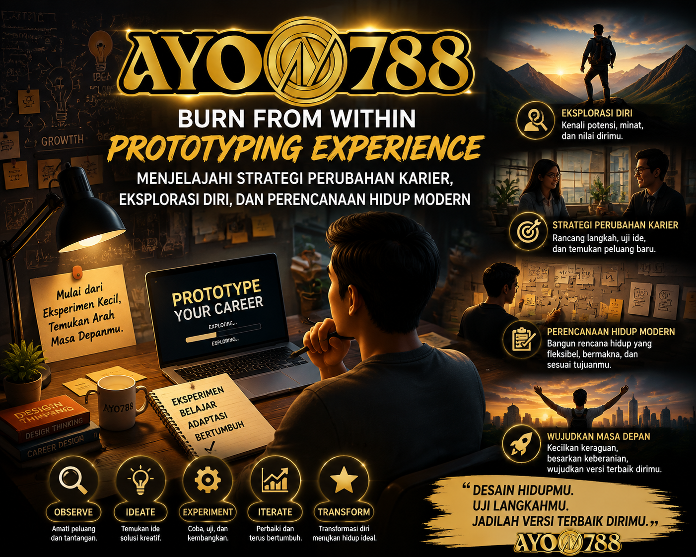 AYO788 | Burn From Within Prototyping Experience: Menjelajahi Strategi Perubahan Karier, Eksplorasi Diri, dan Perencanaan Hidup Modern